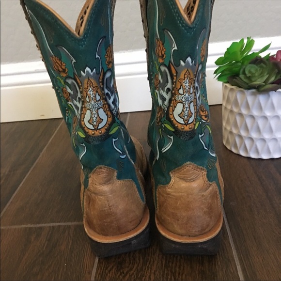 Ariat Rodeobaby Relic bling skull boots size 8B - Picture 5 of 8